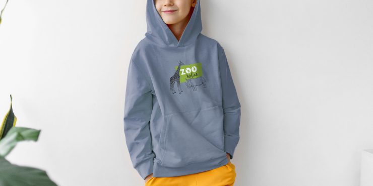 Dunkelgrauer SOL&#039;S® Hoodie für Kinder mit Aufdruck auf der Vorderseite