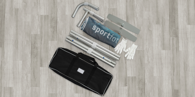 Alle Teile des Zipper Banner Wand gerade Komplettsystems