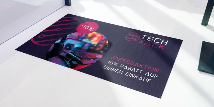 Personalisierter Fotoboden auf weißem Boden in der Detailansicht