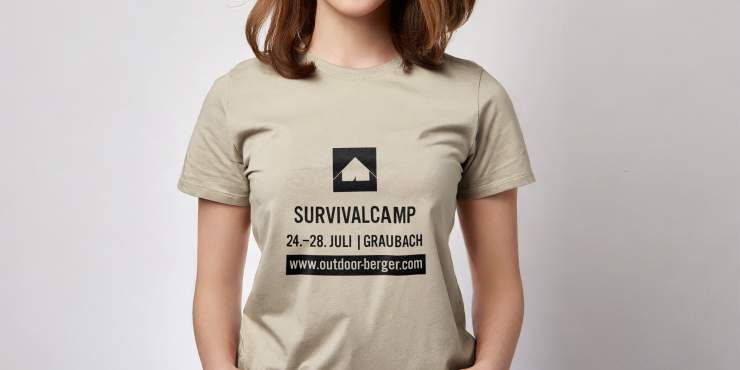 Frau trägt individuell bedrucktes Organic T-Shirt eines Unternehmens