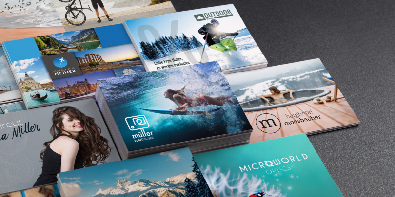 Verschiedene bedruckte Postkarten im A5 Format